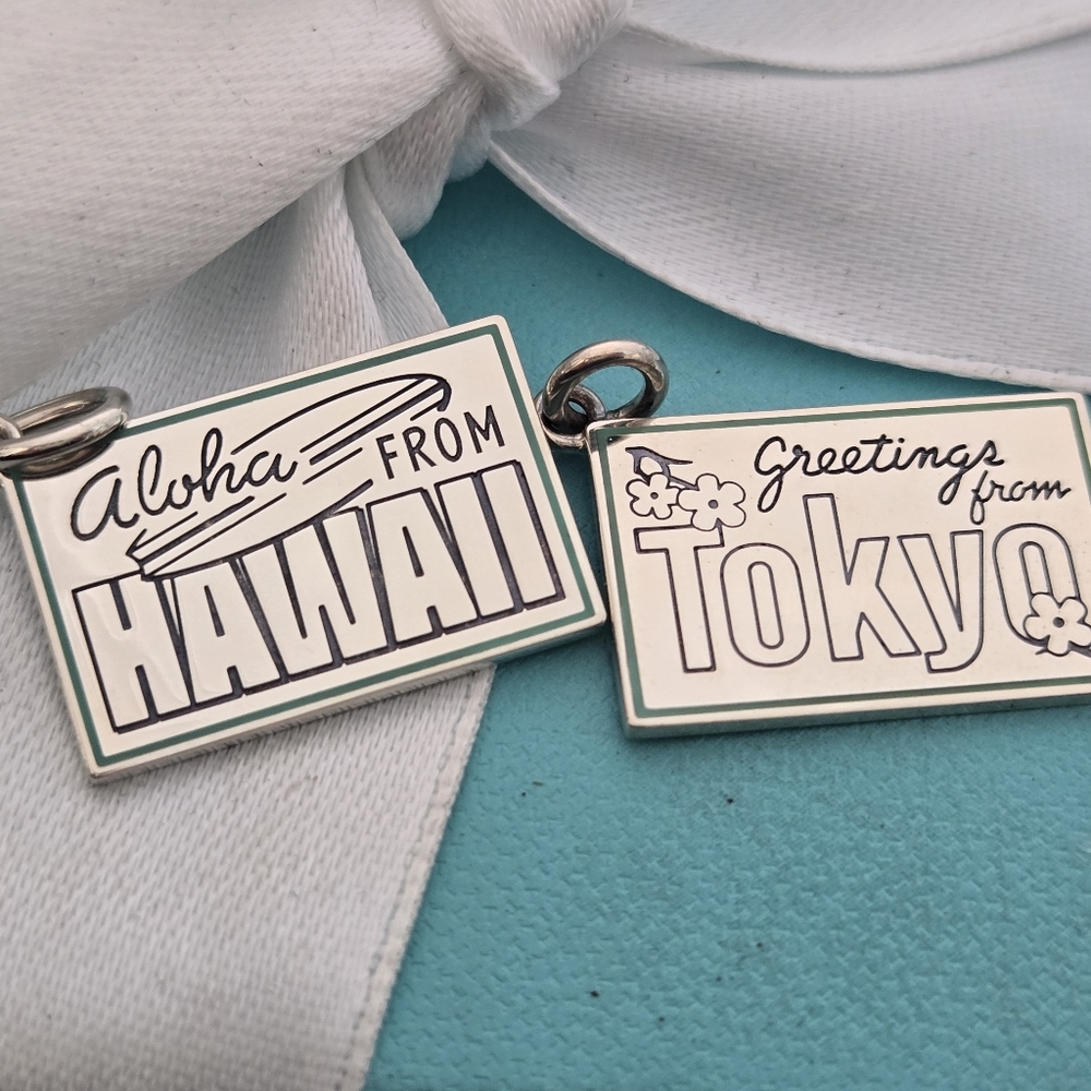 Tiffany & Co. Hawaii and Tokyo Postcard Charm Bundle